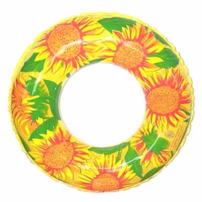 51cm PVC Inflatable Swimming Tubes For Adult With Sunflower Printing