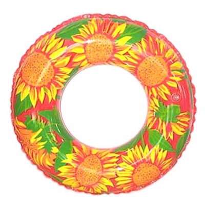 51cm PVC Inflatable Swimming Tubes For Adult With Sunflower Printing