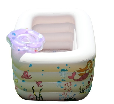 White Inflatable Baby Swimming Pools 0.3mm PVC With ISO SGS