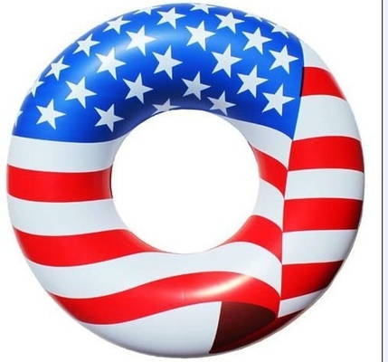 Amercian Flag Large Inflatable Swimming Rings For Adults , 0.22mm PVC
