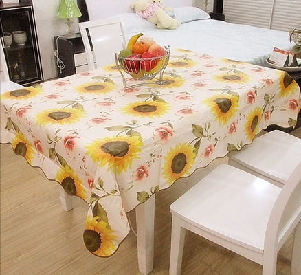Flower Printed PVC Table Cloths , Waterproof Table Cover OEM / ODM