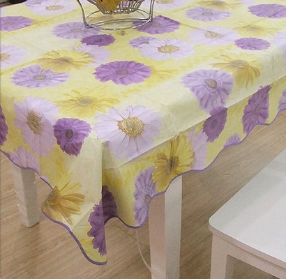 Flower Printed PVC Table Cloths , Waterproof Table Cover OEM / ODM