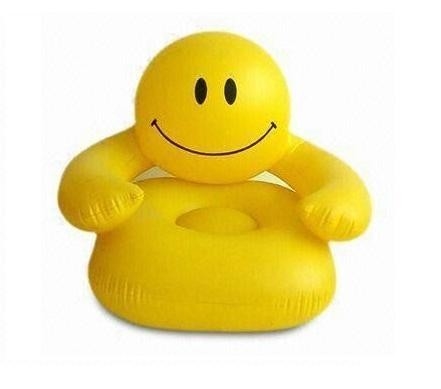 Yellow Kids Inflatable Sofa Chair Pvc For Gift , 0.3mm Thickness