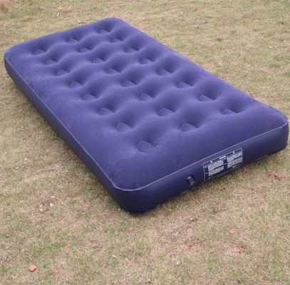 Blue PVC Inflatable Air Beds Single Flocking , Portable Air Bed