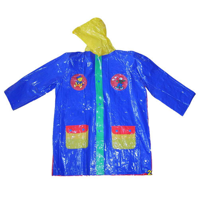 25” Kids Hooded PVC Rain Coats Eco-friendly For Promotion