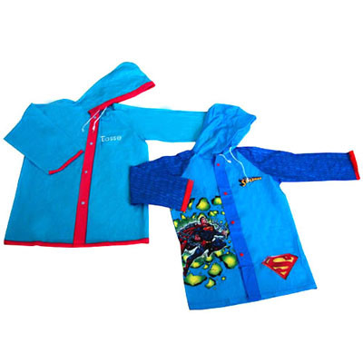Blue Hooded PVC Rain Coat With Mickey Mouse Pattern 25” For Kids