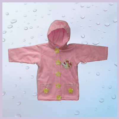 Shiny Pink Custom Girls PVC Rain Coats , 15” Light Weight PVC Rain Wear