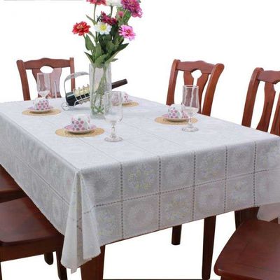 White PVC Table Cloth Covers Wipe Clean , No Need To Wash Or Iron