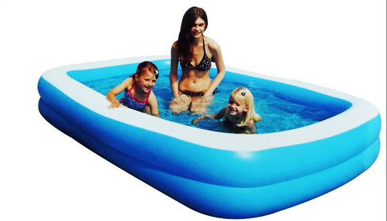 Blaue quadratische aufblasbare Schwimmbäder für 3 Stärke der Personen-0.3mm