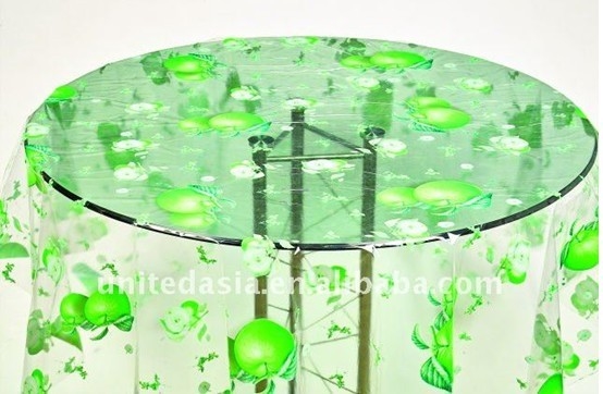 Umweltfreundliches PVC, das Tischdecke mit Frucht-Entwurf, klare Tischdecke speist